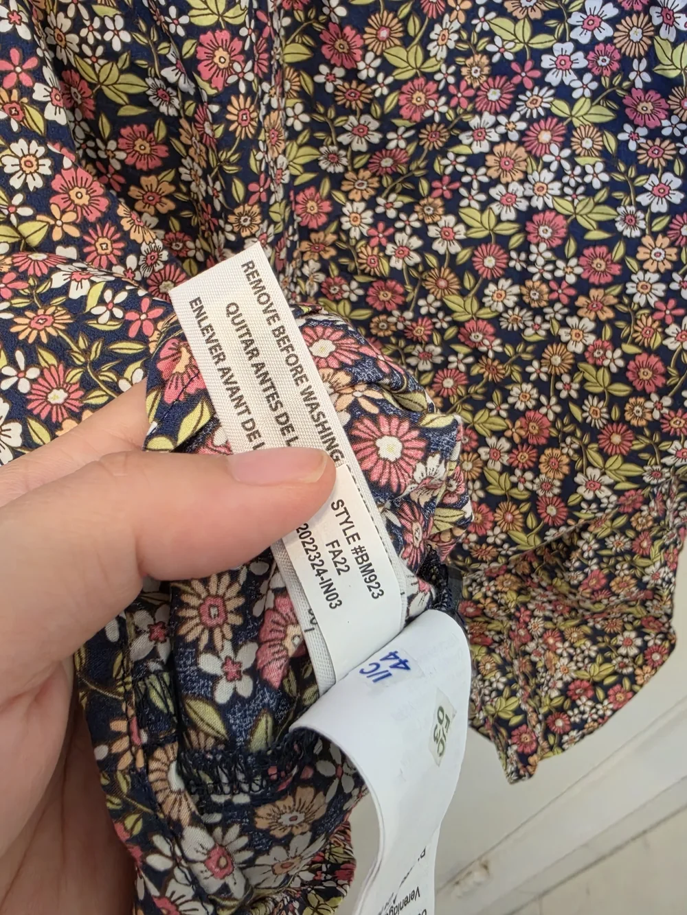 J. Crew Black Floral Smocked-Sleeve Blouse Sz L